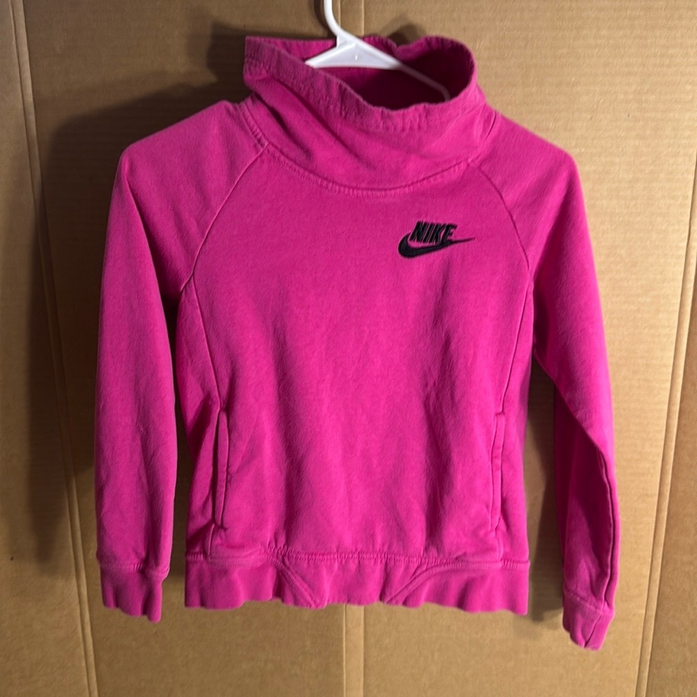 Girl's pink nike funnel neck sweatshirt Size M
